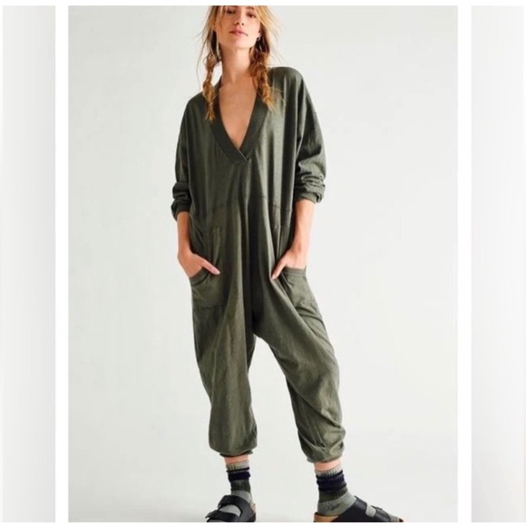 Free People Pants - Free People Intimately Just Because Onesie Green Size XS Oversized Jumpsuit